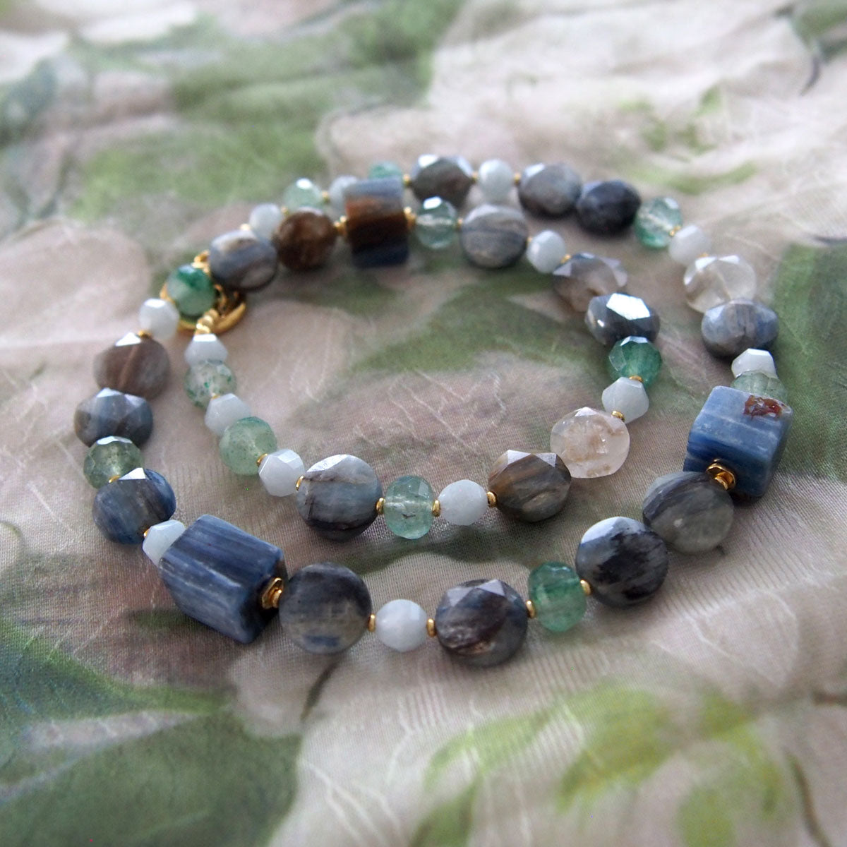 Kyanite, Aventurine, Beryl Necklace- Coastline