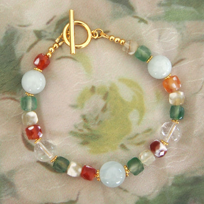 Beryl,  Rock crystal,  Agate Bracelet- The Young at Heart