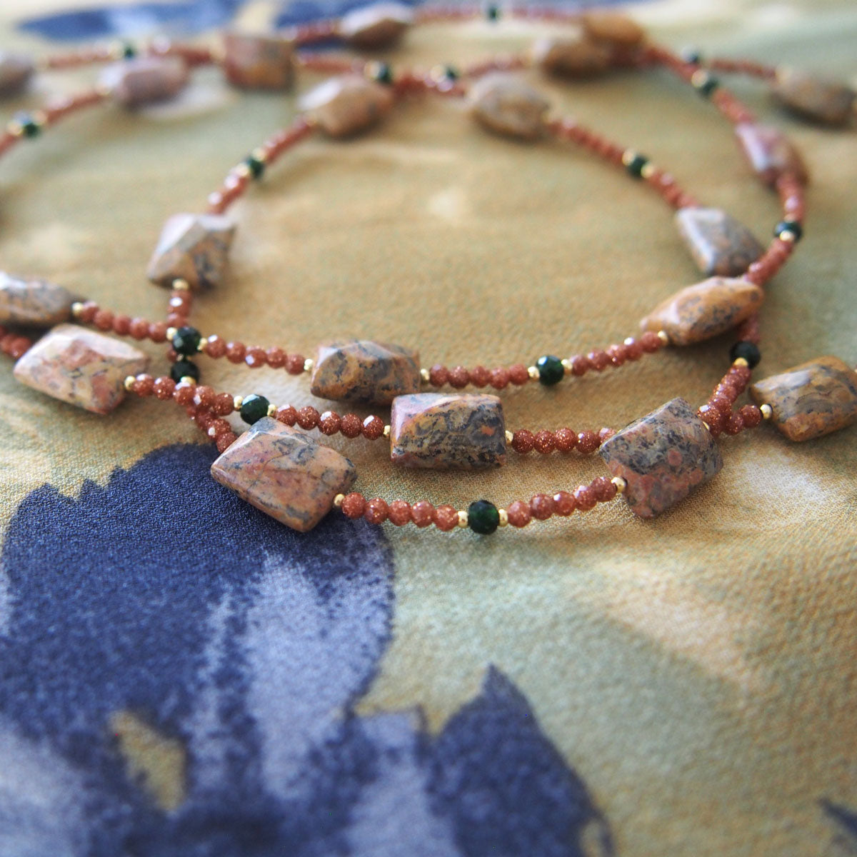 Leopardite, Goldstone Necklace- Equanimity