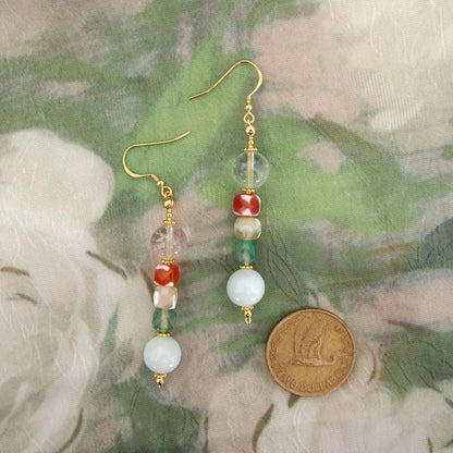 Beryl,  Rock crystal,  Agate Earrings–The Young at Heart