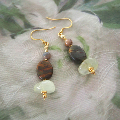 Prehnite, Picture Stone(oval), Alxa Agate Earrings- Vineyard
