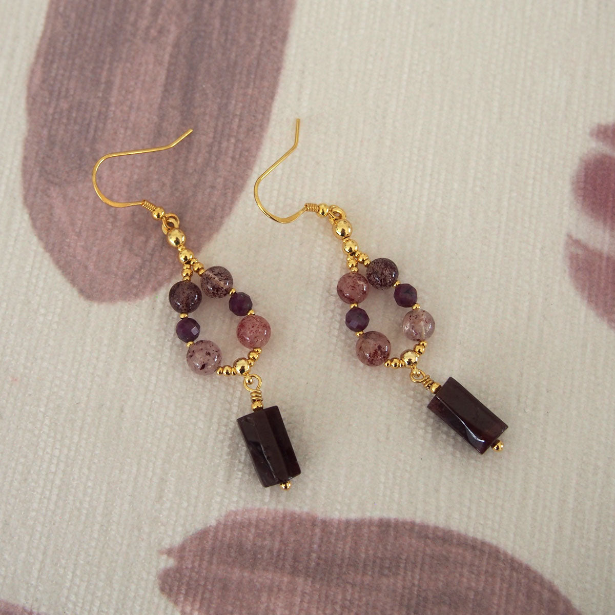Garnet, Strawberry Quartz, Ruby(Opaque) Earrings- Love