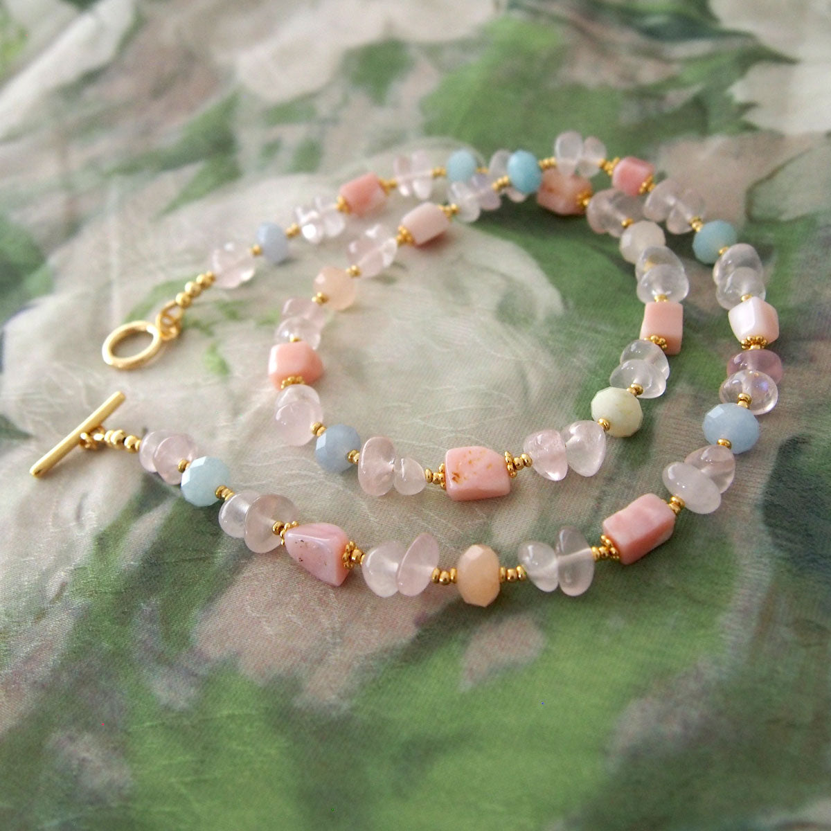 Rose Quartz, Common Opal(pink), Beryl Necklace- Awaiting