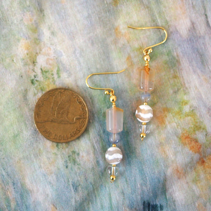 Agate, Rock Crystal, Dumortierite Quartz Earrings- Source