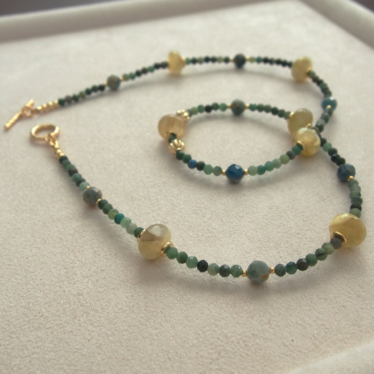 Lepidolite,  Apatite, Transvaal Jade Necklace- Vitality