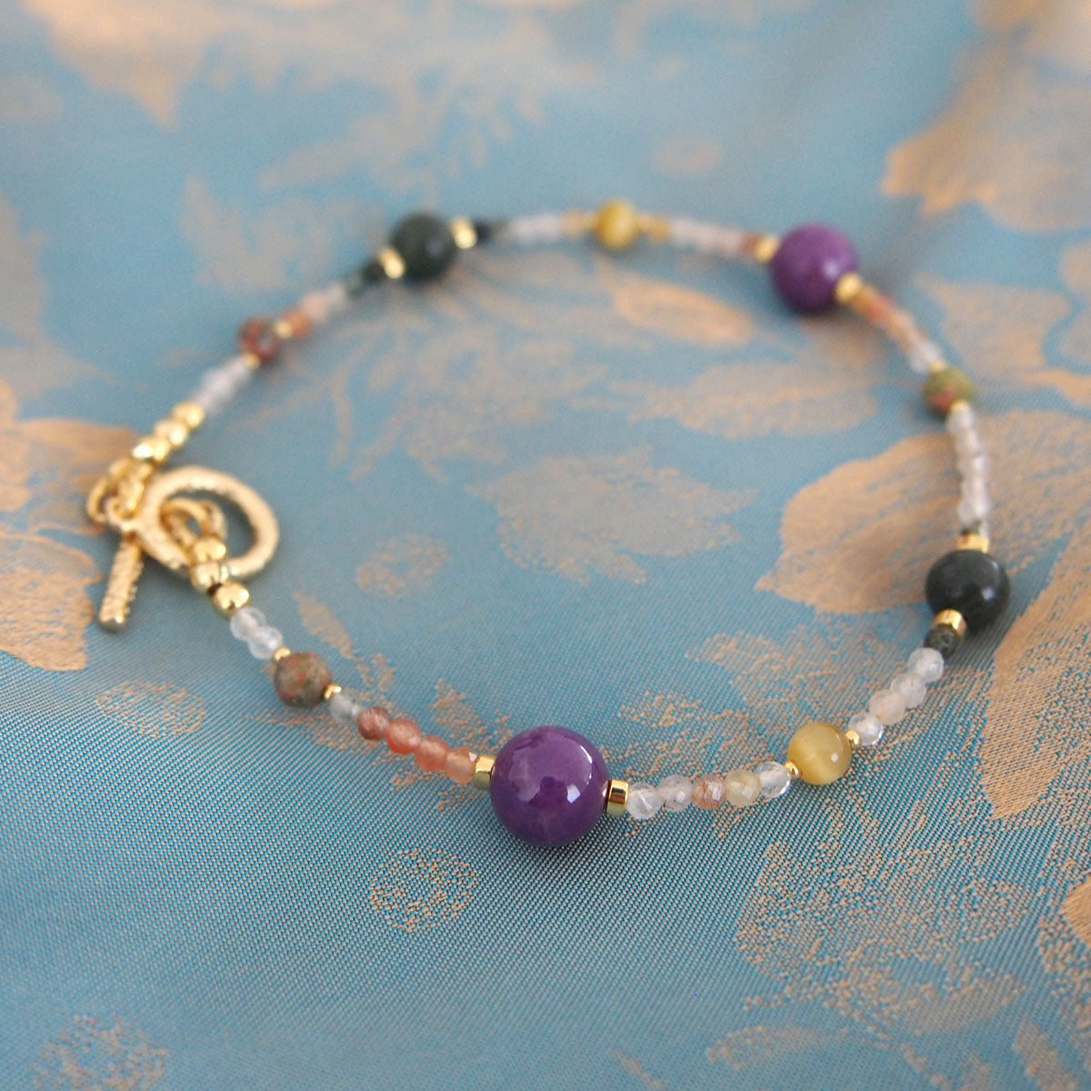 Phosphosiderite, Alxa Agate, Unakite, Tiger’s eye Bracelete- Completeness