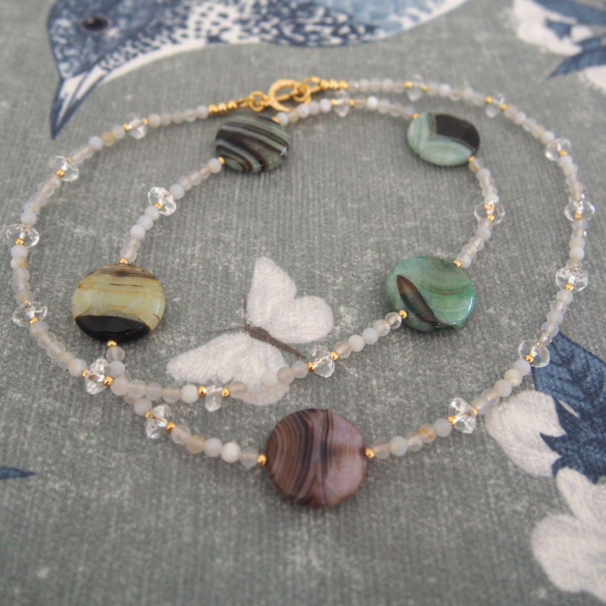 Agate, Rock Crystal Necklace-Light and shade