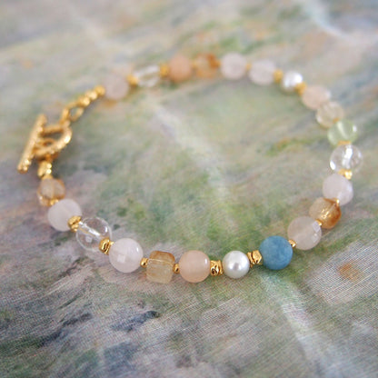 Rock Crystal, Beryl, Citrine, Pearls Bracelet- Hope