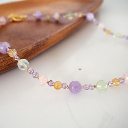 Amethyst, Prehnite, Rose Quartz, Citrine Necklace- Wish