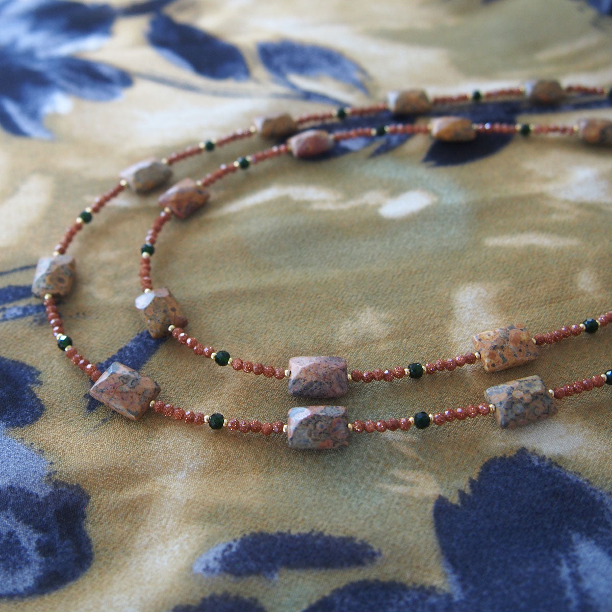 Leopardite, Goldstone Necklace- Equanimity