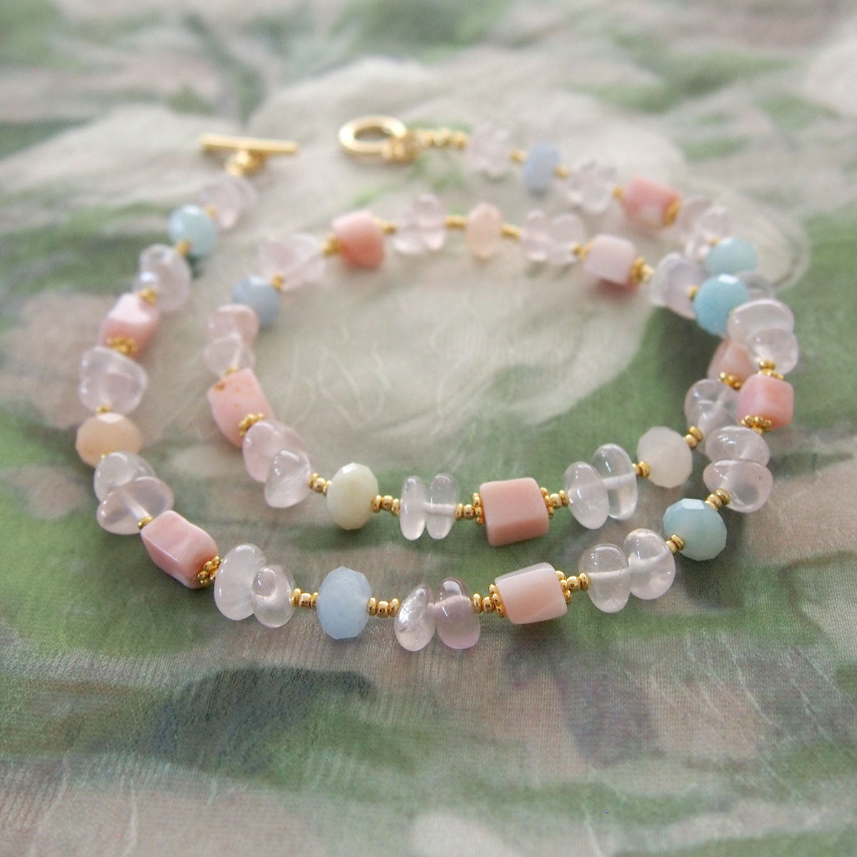 Rose Quartz, Common Opal(pink), Beryl Necklace- Awaiting