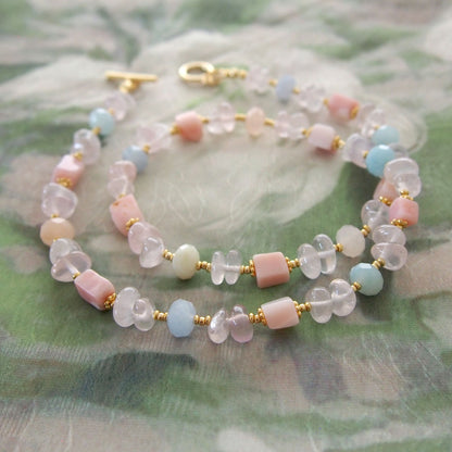 Rose Quartz, Common Opal(pink), Beryl Necklace- Awaiting