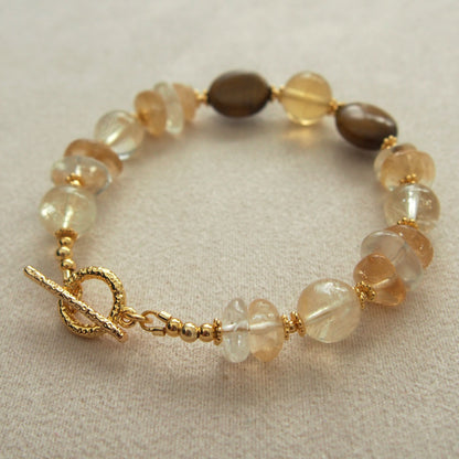 Citrine, Tiger’s eye, Fluorite Bracelet–Among the blooms