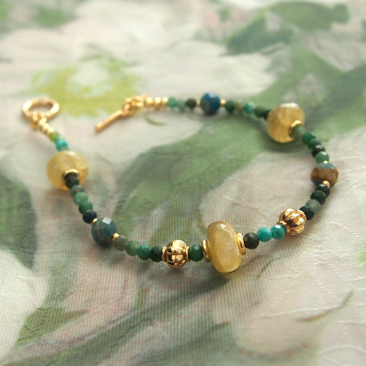 Lepidolite,  Apatite, Transvaal Jade Bracelet- Vitality