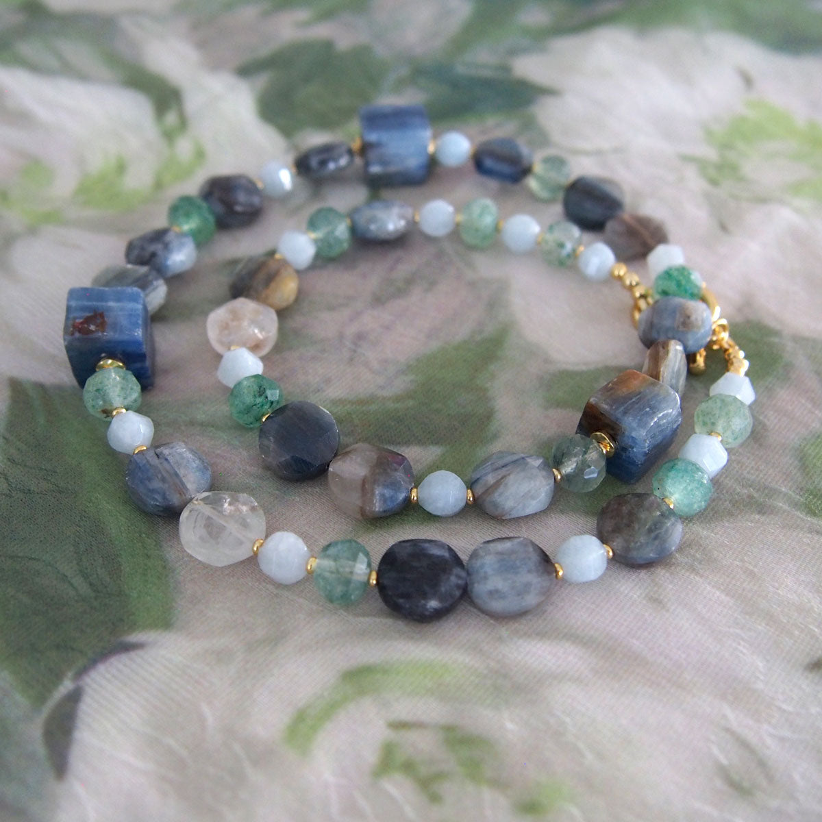 Kyanite, Aventurine, Beryl Necklace- Coastline