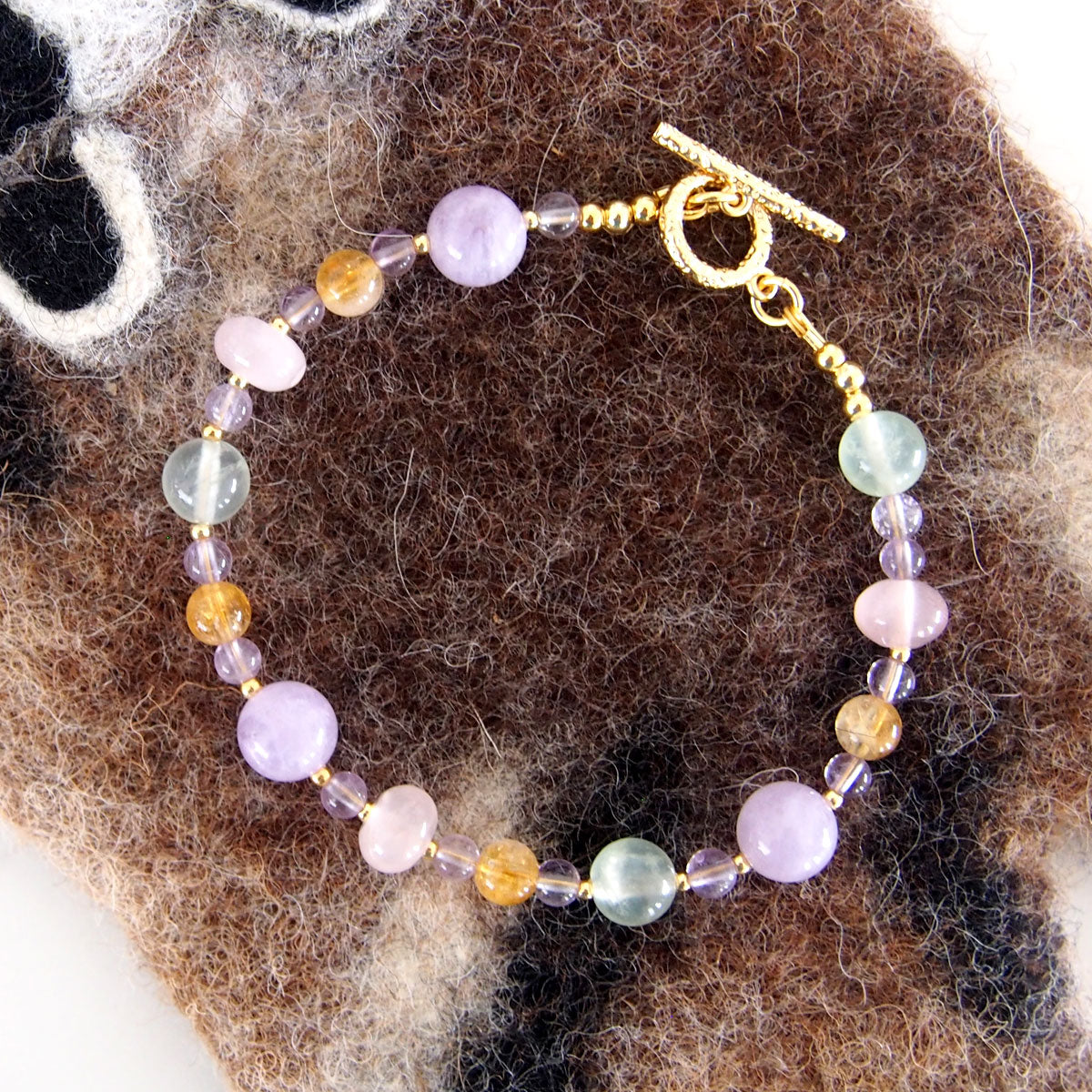 Amethyst, Prehnite, Rose Quartz, Citrine Bracelet- Wish