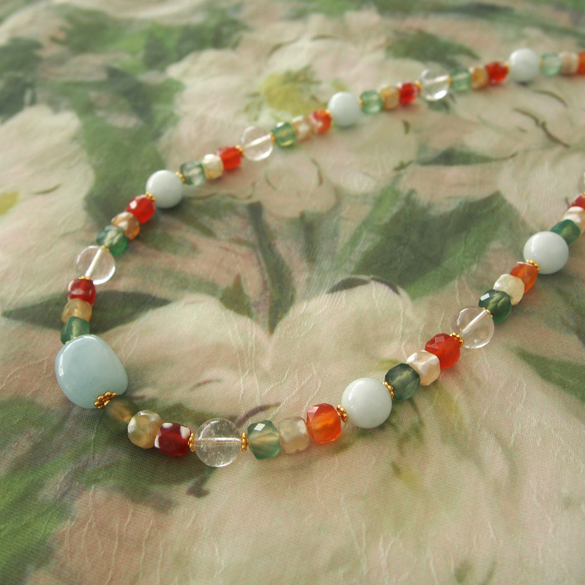 Beryl,  Rock crystal,  Agate Necklace- The Young at Heart