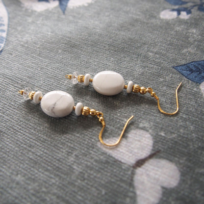 Magnesite, Rock Crystal Earring- Snow