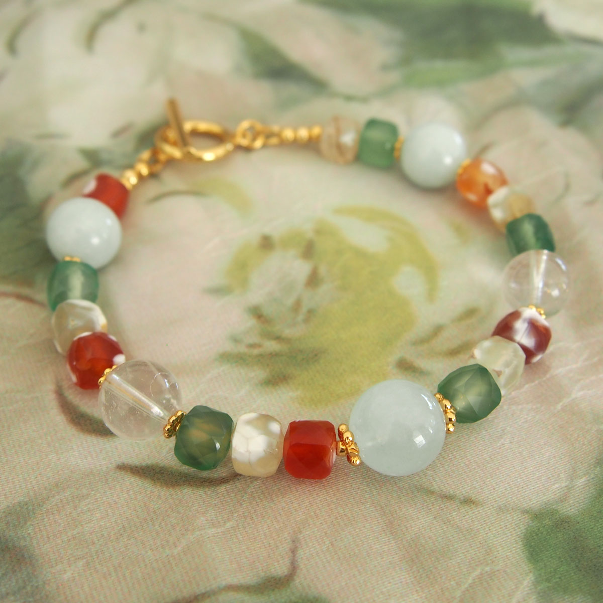 Beryl,  Rock crystal,  Agate Bracelet- The Young at Heart
