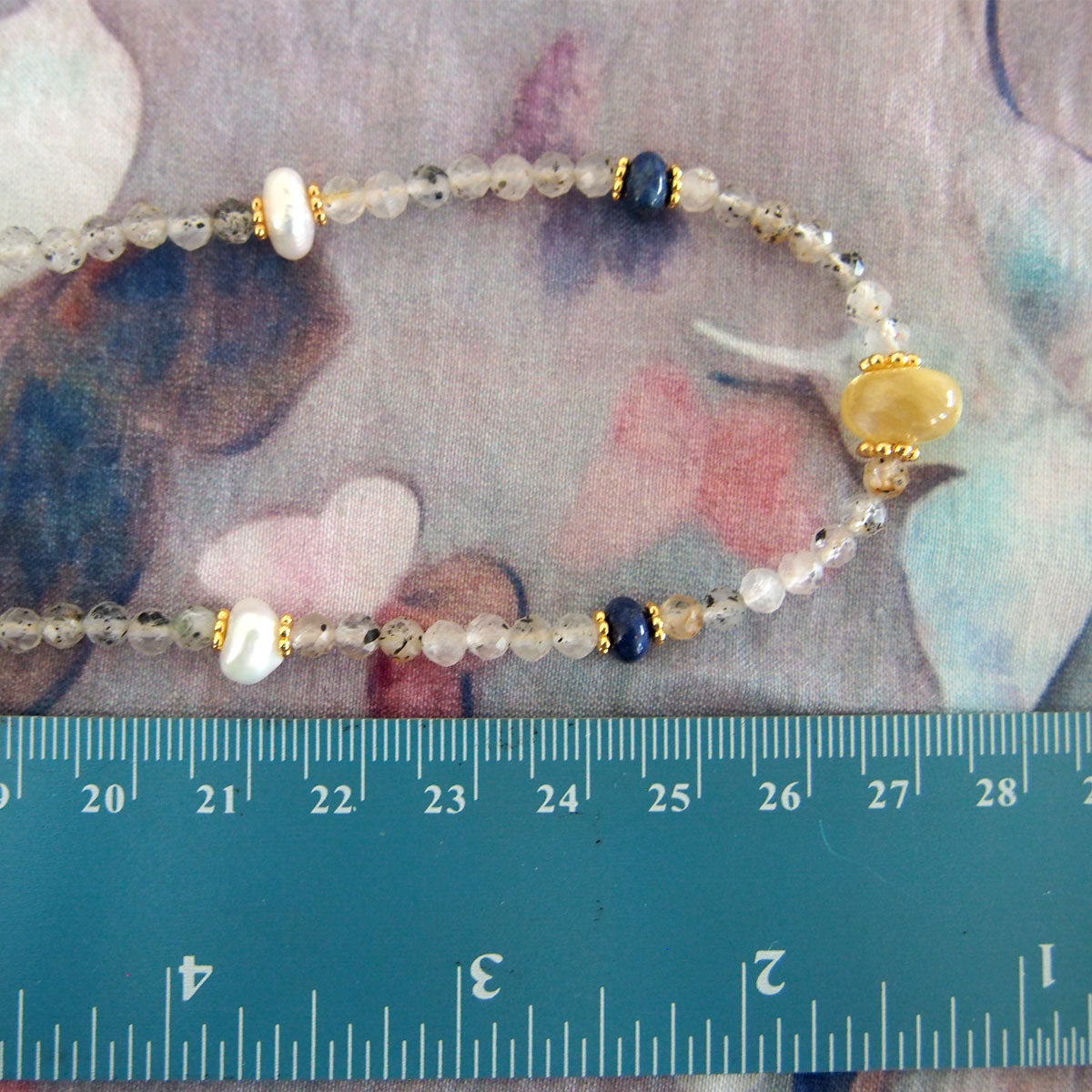 Lepidolite, Pearls, Lapis Lazuli, Quartz Rutilated Necklace- Power