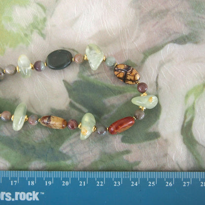 Prehnite, Picture Stone(oval), Alxa Agate Necklace- Vineyard