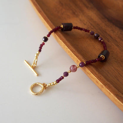 Garnet, Strawberry Quartz, Ruby(Opaque), Red Corundum(Synthetic) Bracelet- Love