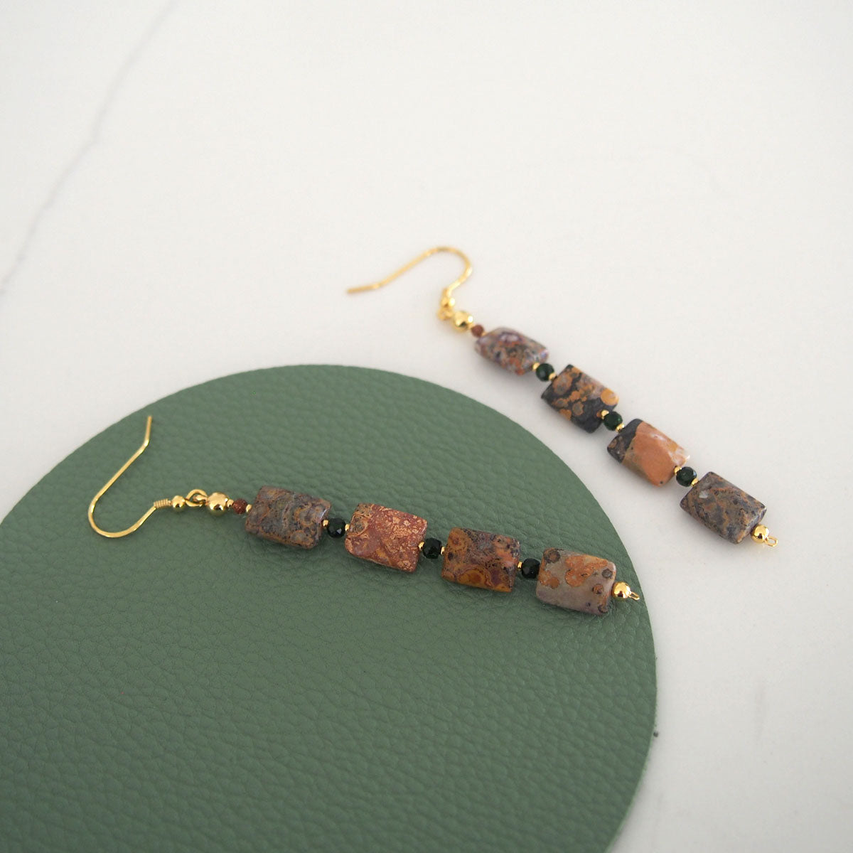 Leopardite, Goldstone Earring- Equanimity