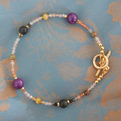 Phosphosiderite, Alxa Agate, Unakite, Tiger’s eye Bracelete- Completeness