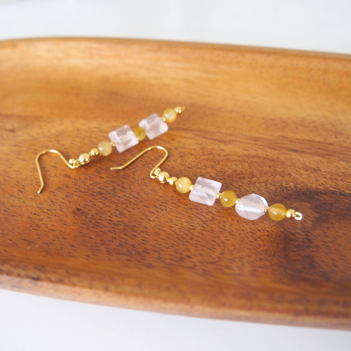 Rose Quartz, Tiger’s eye Earrings- Energy
