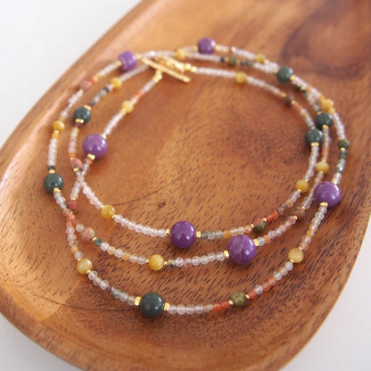 Phosphosiderite, Alxa Agate, Unakite, Tiger’s eye Necklace- Completeness