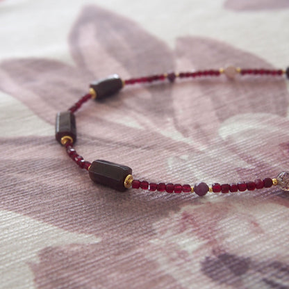 Garnet, Strawberry Quartz, Ruby(Opaque), Red Corundum(Synthetic) Necklace- Love