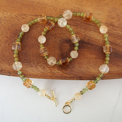 Citrine, Garnet(Green) Necklace-Vitality