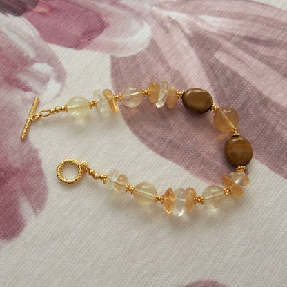 Citrine, Tiger’s eye, Fluorite Bracelet–Among the blooms