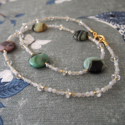 Agate, Rock Crystal Necklace-Light and shade