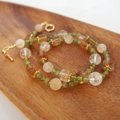 Citrine, Garnet(Green) Necklace-Vitality