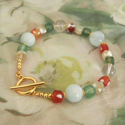 Beryl,  Rock crystal,  Agate Bracelet- The Young at Heart