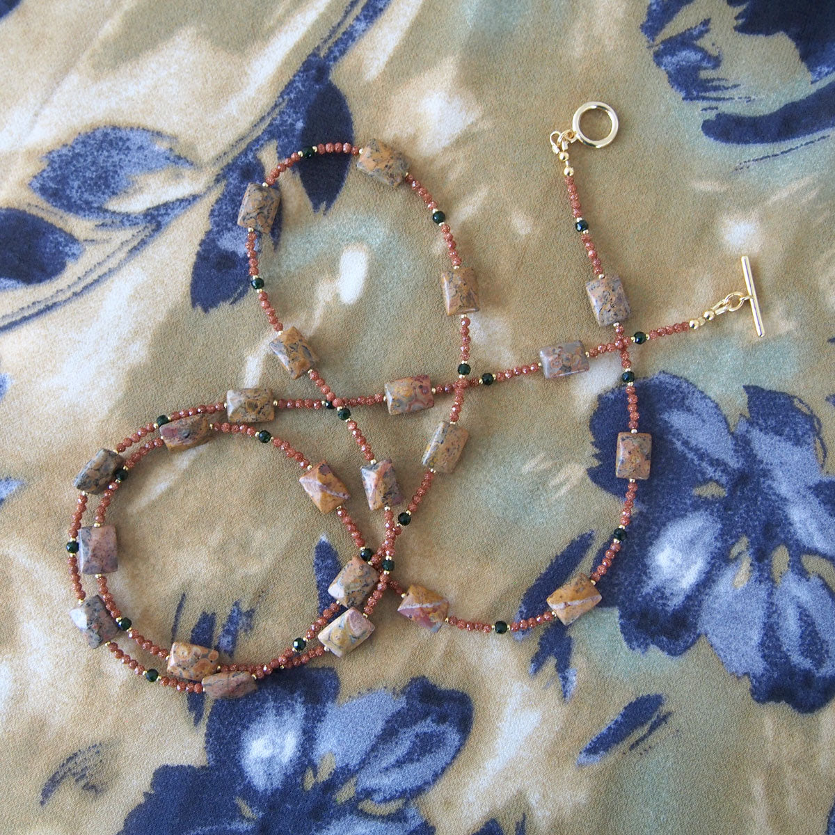 Leopardite, Goldstone Necklace- Equanimity