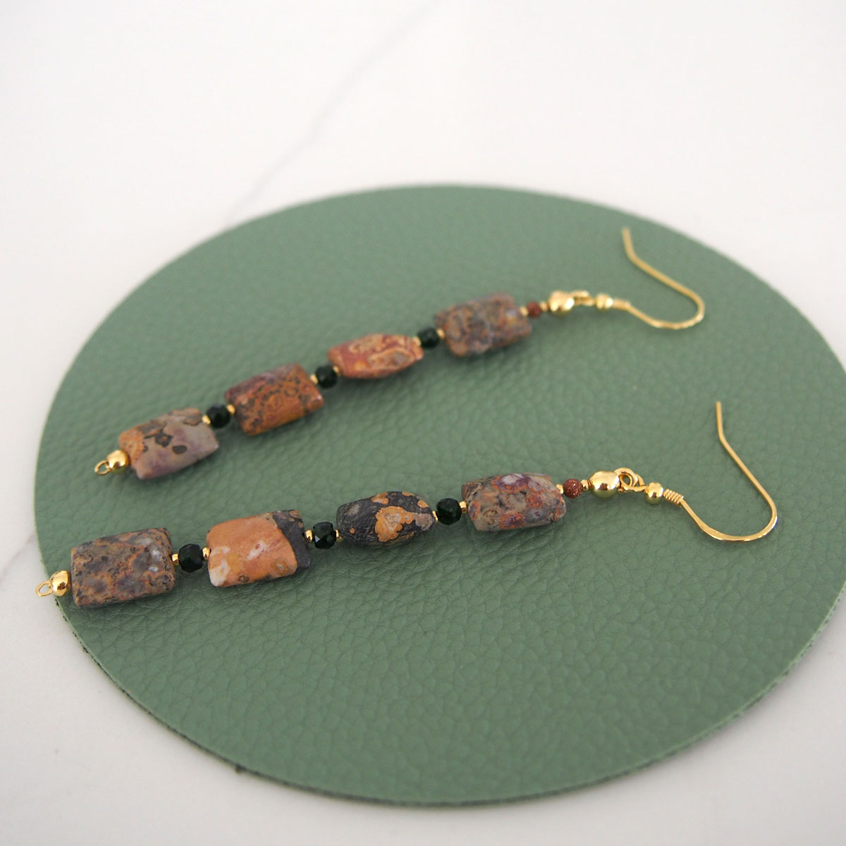 Leopardite, Goldstone Earring- Equanimity