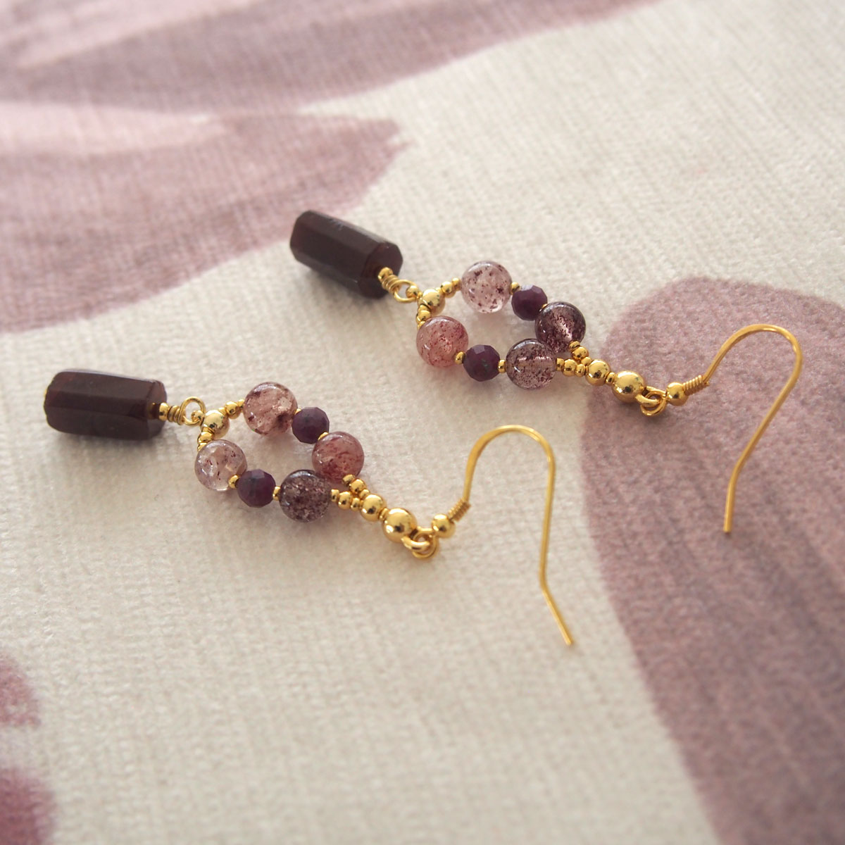 Garnet, Strawberry Quartz, Ruby(Opaque) Earrings- Love