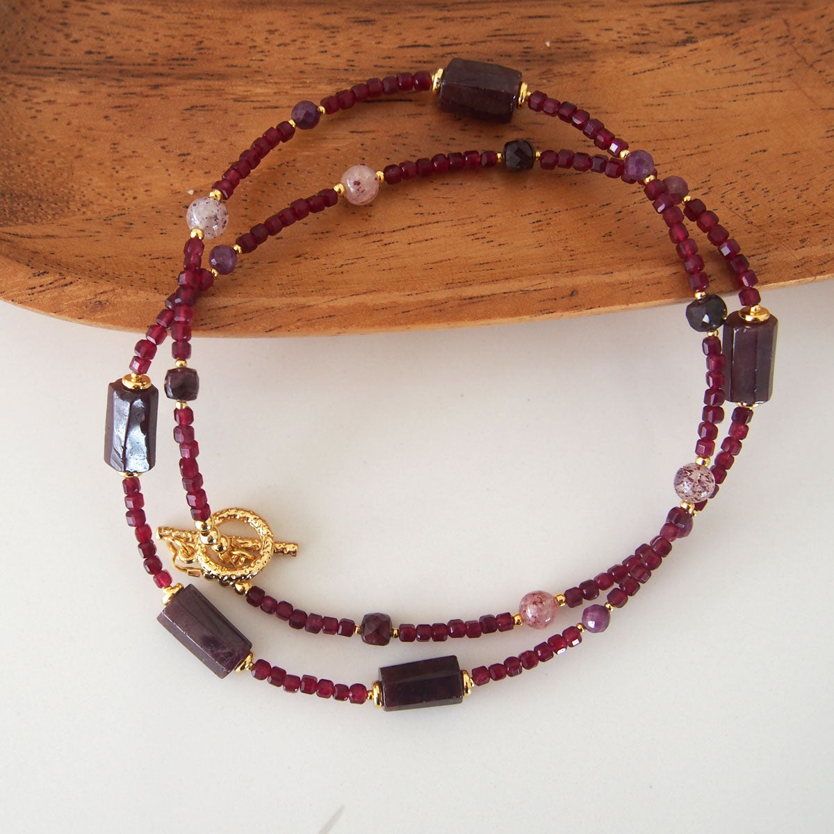 Garnet, Strawberry Quartz, Ruby(Opaque), Red Corundum(Synthetic) Necklace- Love