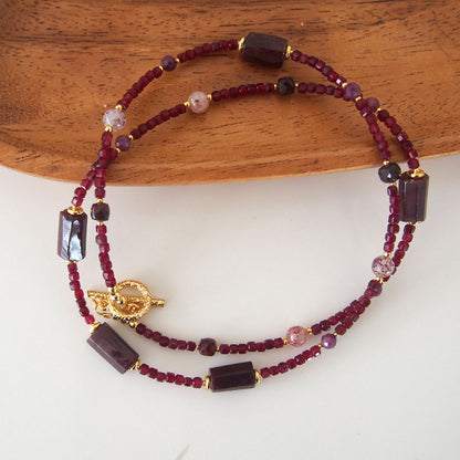 Garnet, Strawberry Quartz, Ruby(Opaque), Red Corundum(Synthetic) Necklace- Love