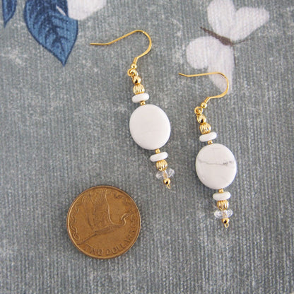 Magnesite, Rock Crystal Earring- Snow