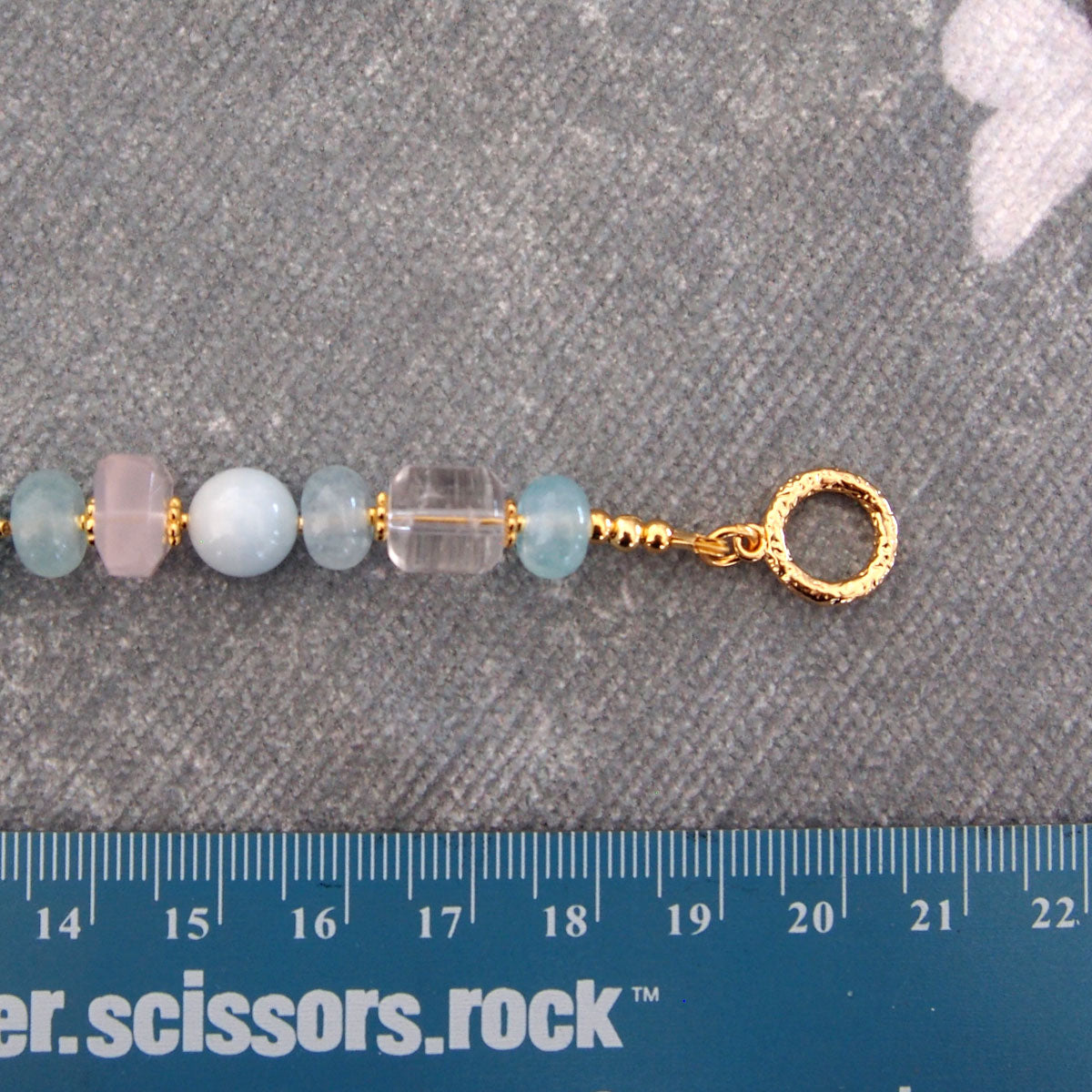 Rose Quartz, Rock Crystal, Amazonite, Beryl, Chalcedony Bracelete- Romance