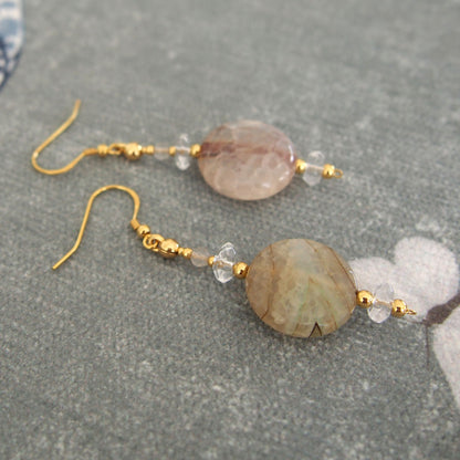 Agate, Rock Crystal Earrings-Light and shade