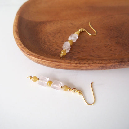 Rose Quartz, Tiger’s eye Earrings- Energy