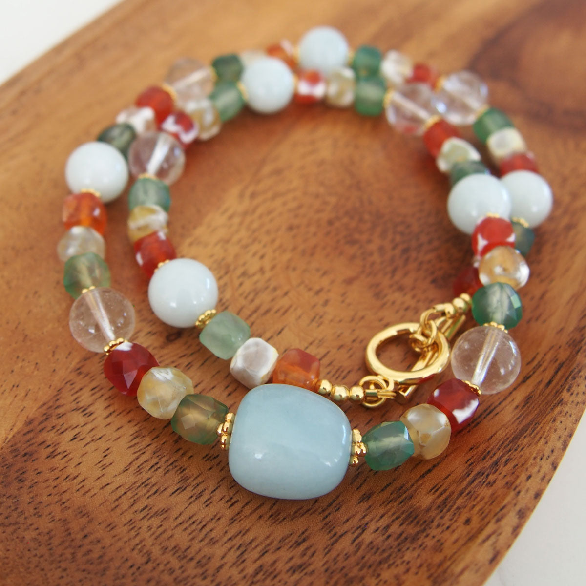 Beryl,  Rock crystal,  Agate Necklace- The Young at Heart