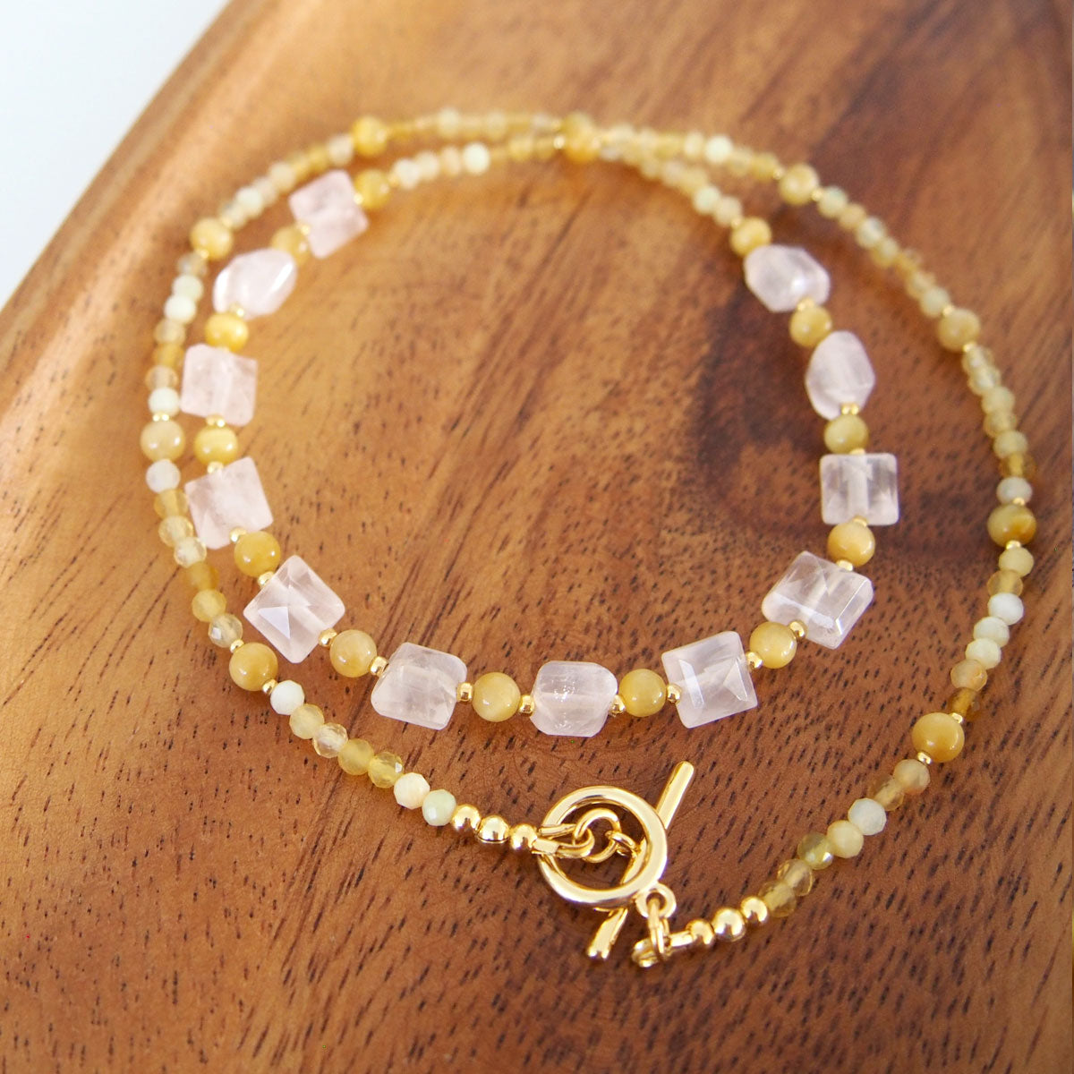 Rose Quartz, Tiger’s eye, Common Opal Necklace-Energy