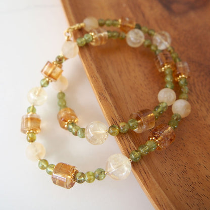 Citrine, Garnet(Green) Necklace-Vitality