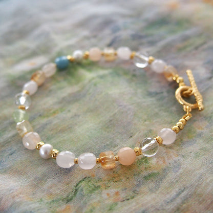 Rock Crystal, Beryl, Citrine, Pearls Bracelet- Hope