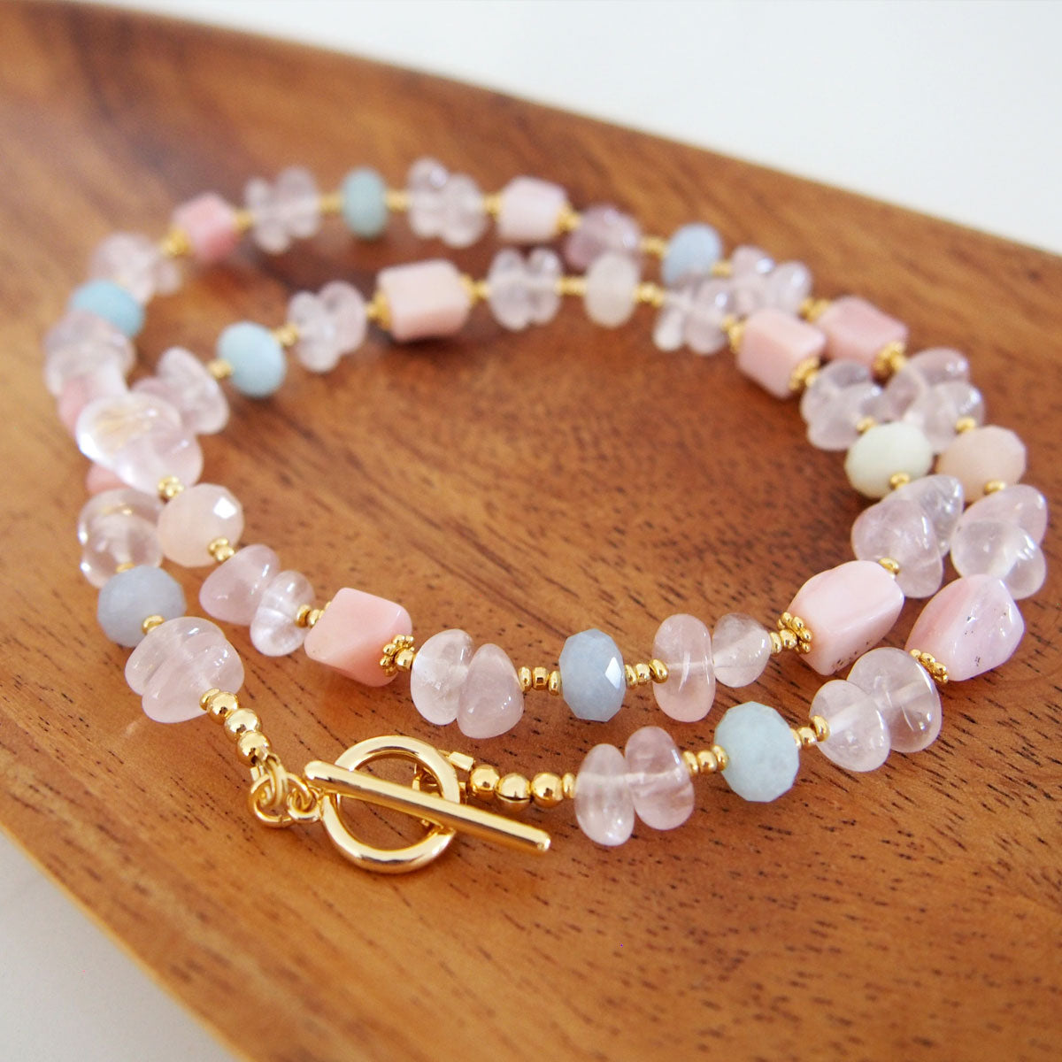 Rose Quartz, Common Opal(pink), Beryl Necklace- Awaiting